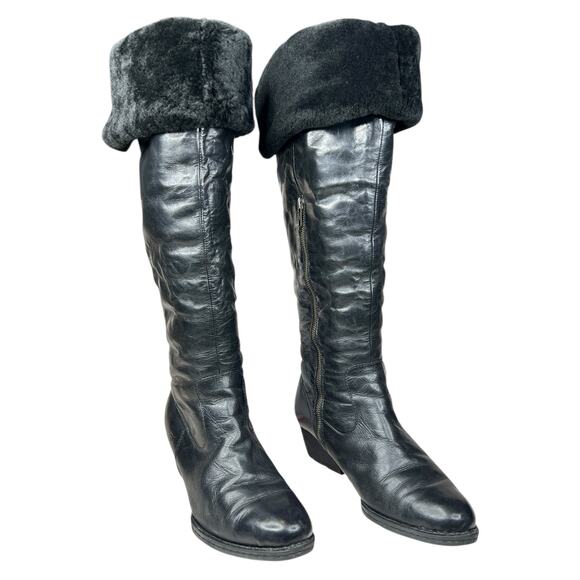 Born Women’s Black Leather Over The Knee Shearling Lined Riding Boot Size US 10 - Picture 5 of 13